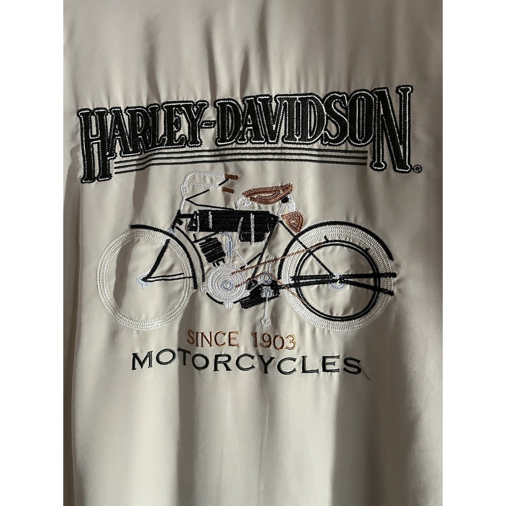 Harley Davidson Embroidered Vintage Motorcycle Button-up Khaki SZ M